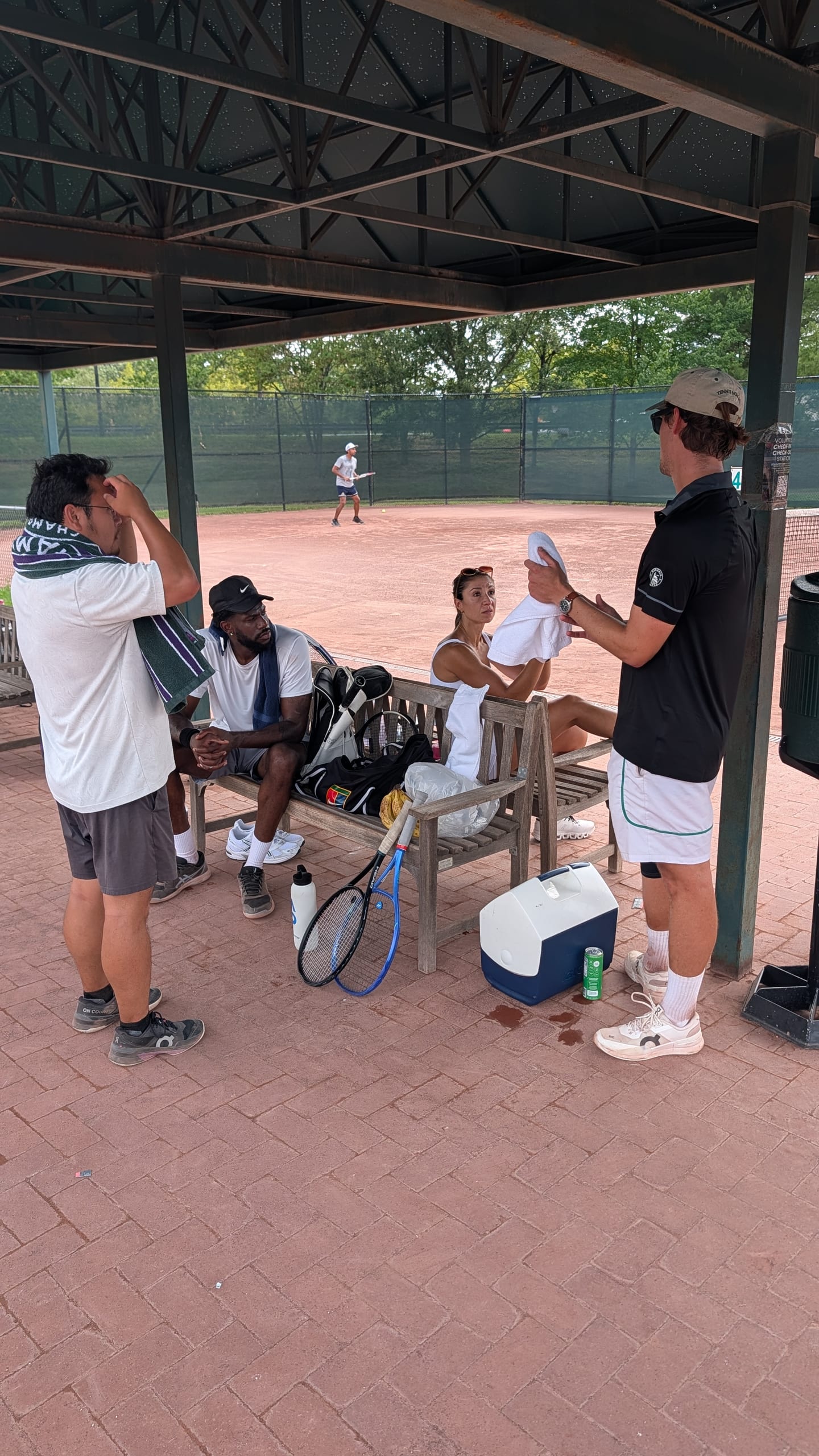 Players between tennis sessions