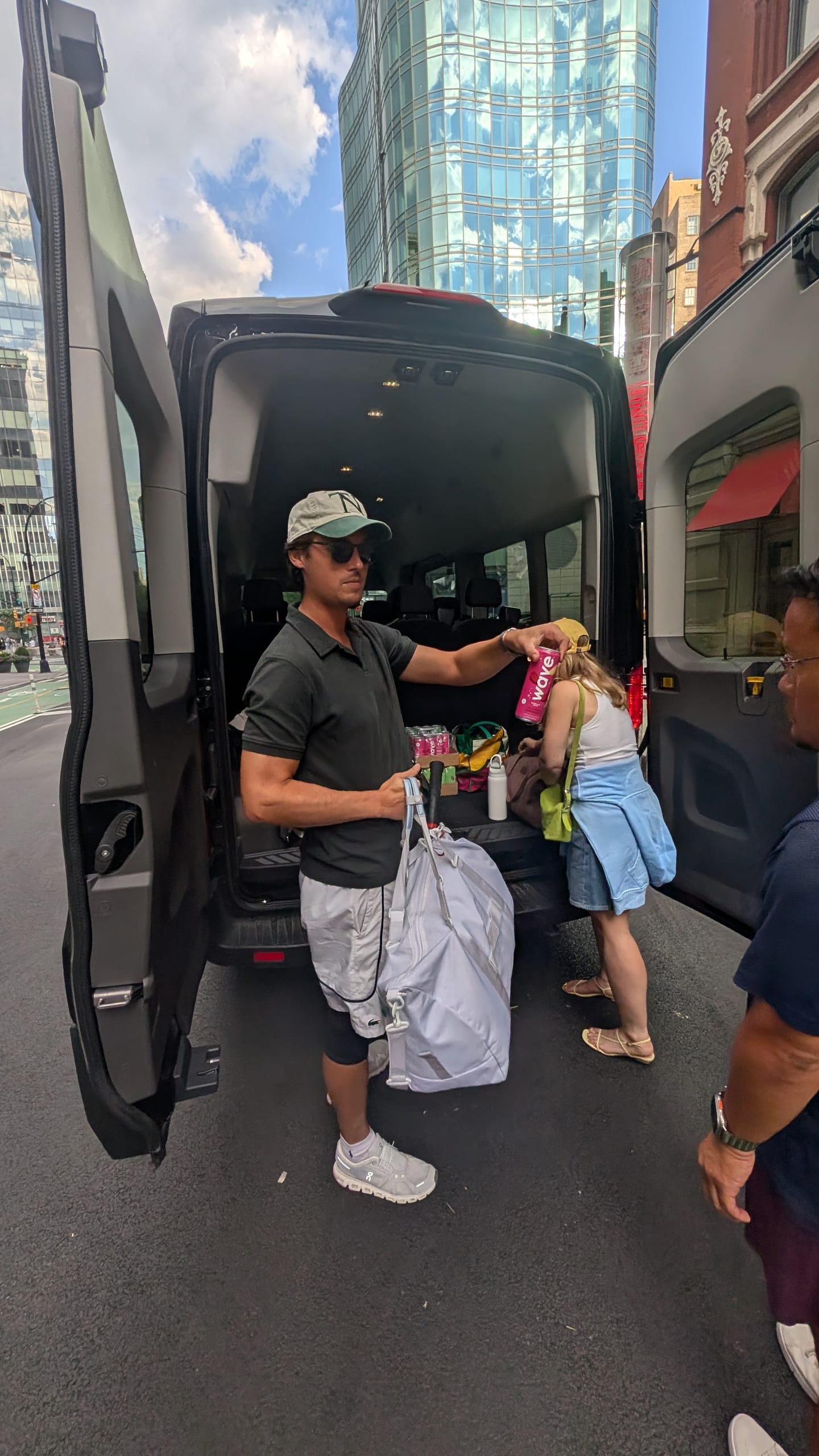 The group loading the shuttle in New York