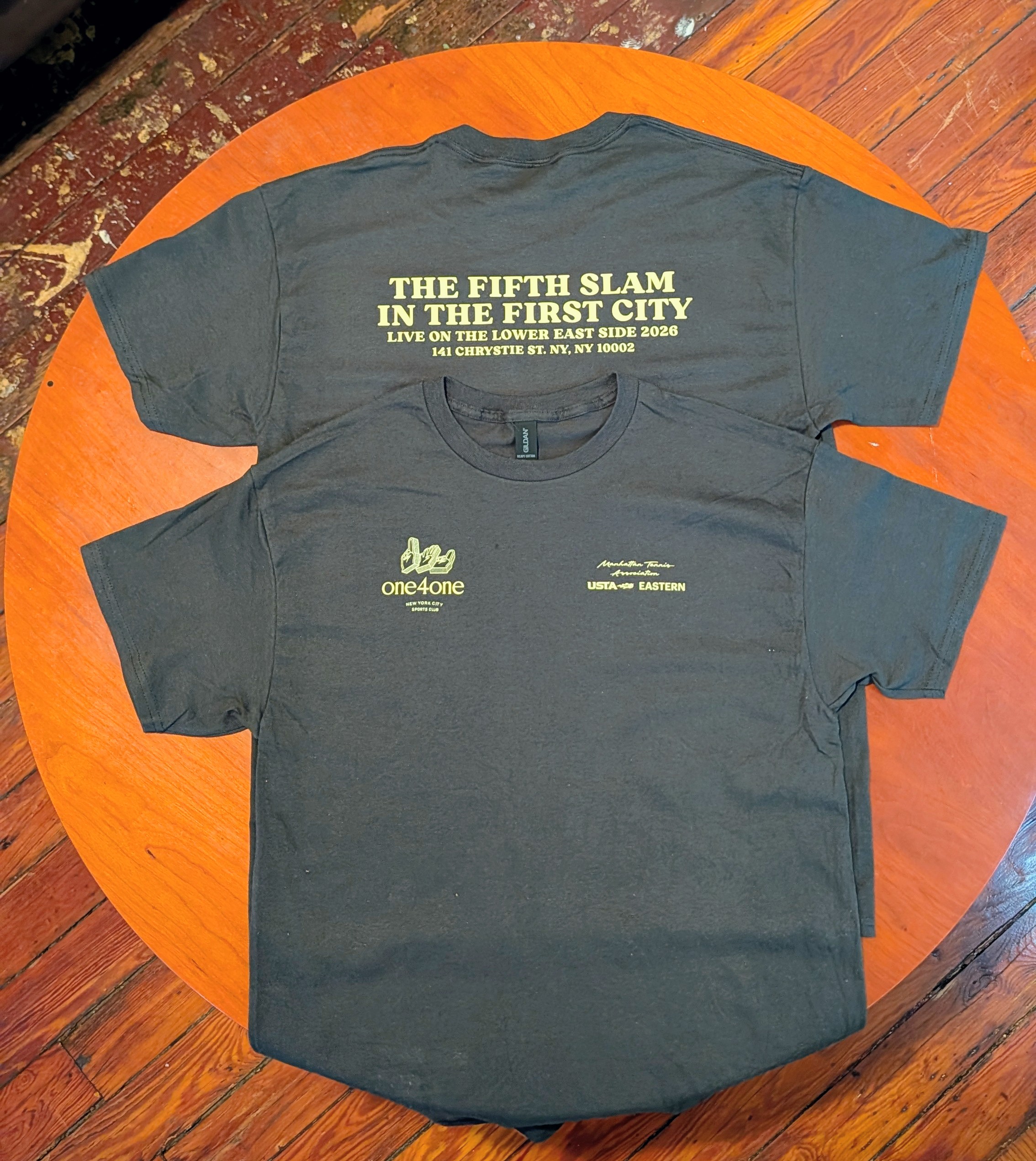 Front and back of the Indian Wells commemorative shirt