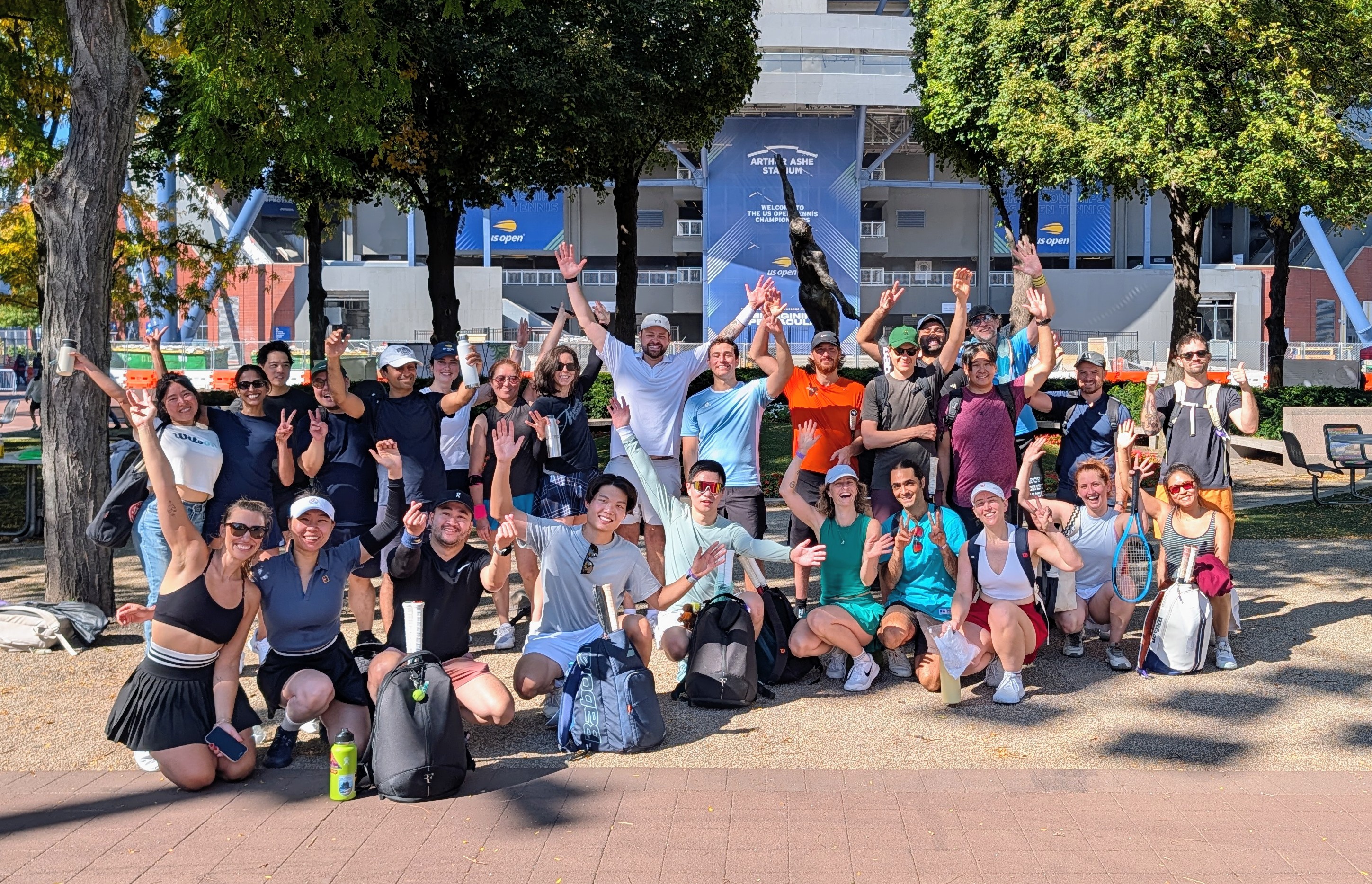 Saturday Club players gathered in Champions Alley at Billie Jean King National Tennis Center
