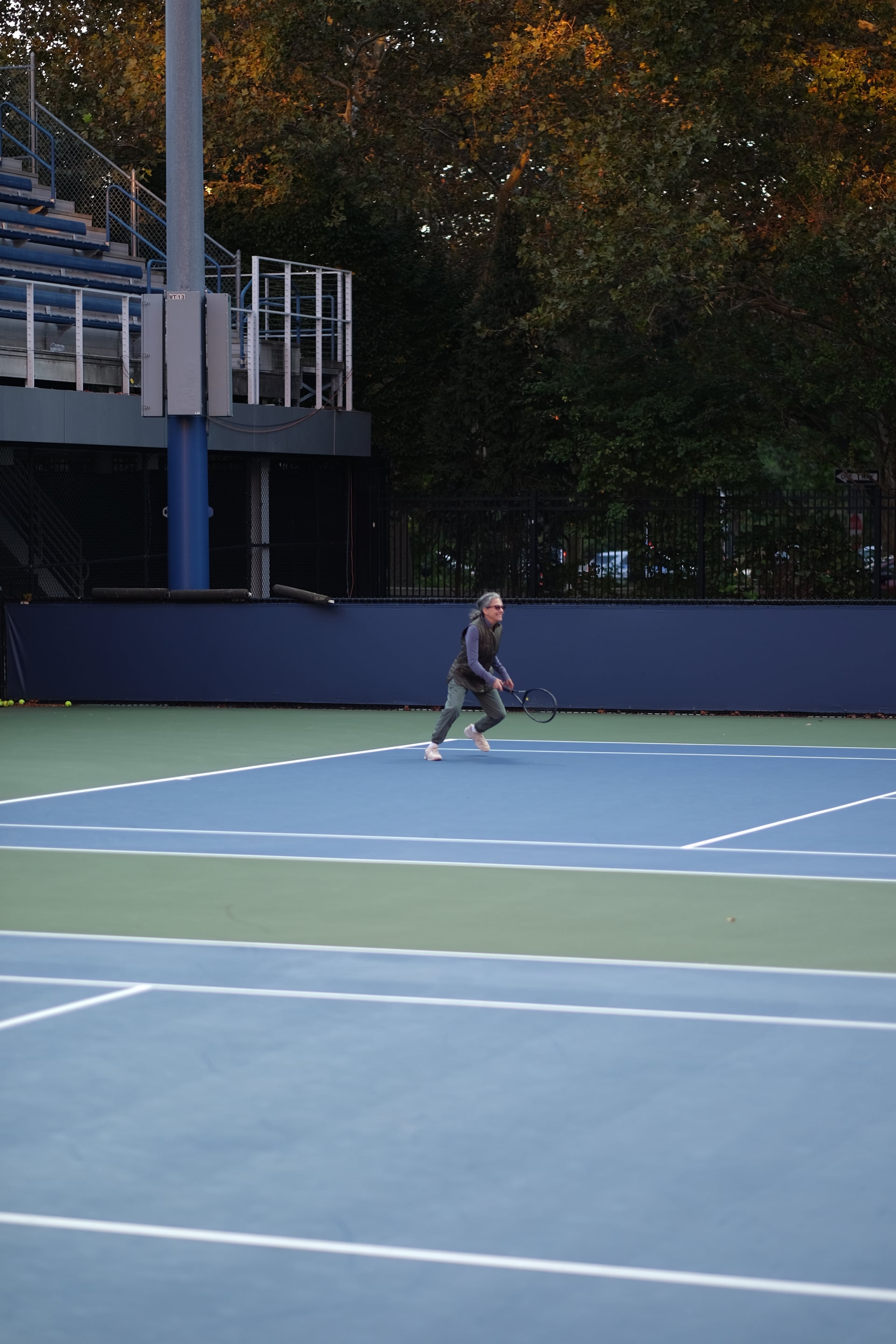A player moving forward during an afternoon rally at Saturday Sunset Club, October 17, 2026