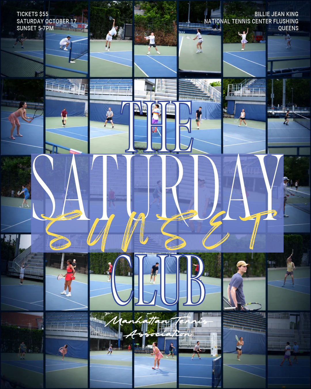 Saturday Sunset Club poster for October 17 at Billie Jean King National Tennis Center