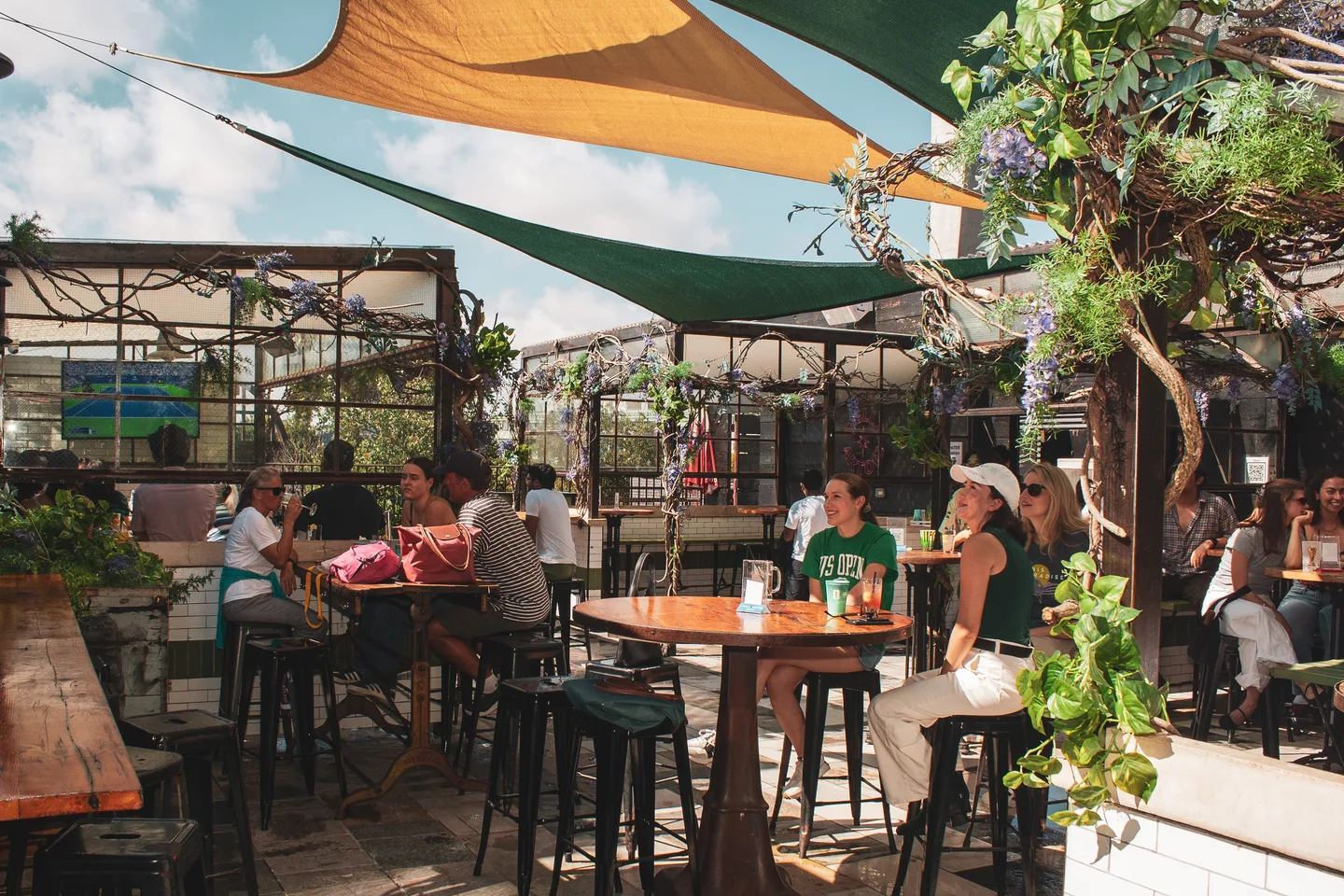 Guests enjoying the Brass Monkey rooftop