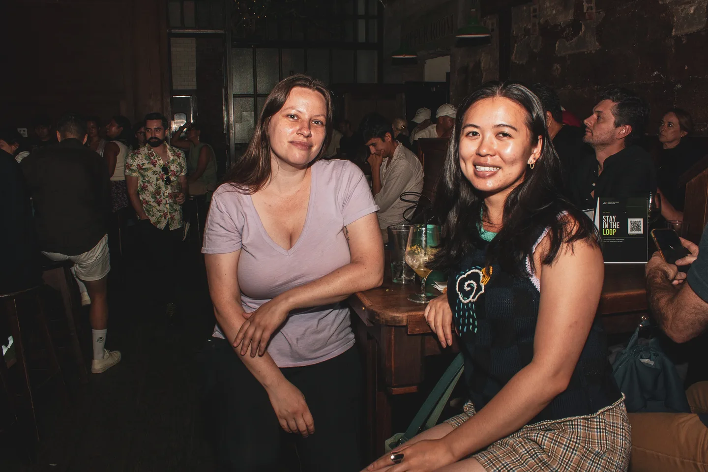 Guests enjoying the watch party inside Brass Monkey