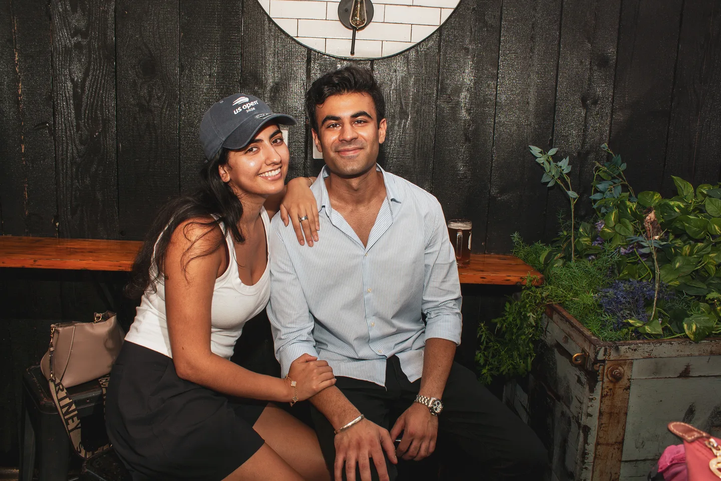 Guests posing together at the watch party