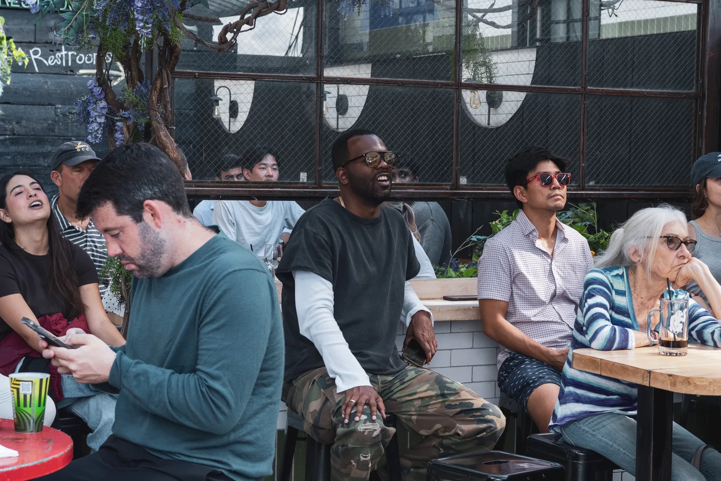 Guests watching the US Open men’s final together on the rooftop