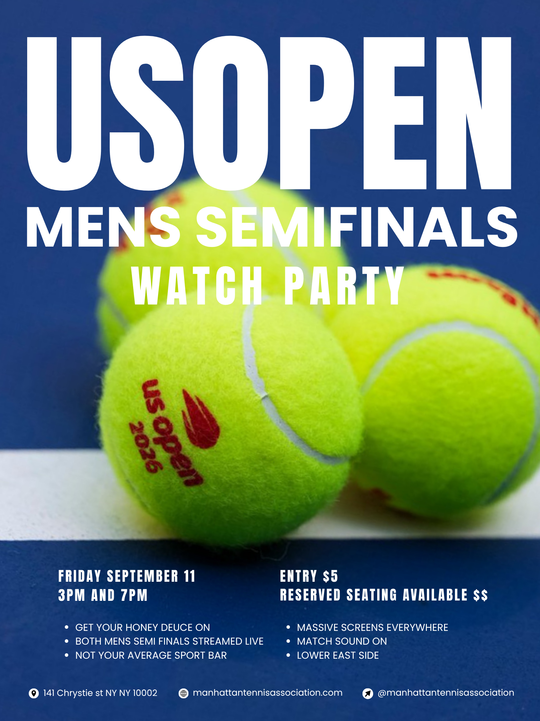 US OPEN MENS SEMI FINALS WATCH PARTY