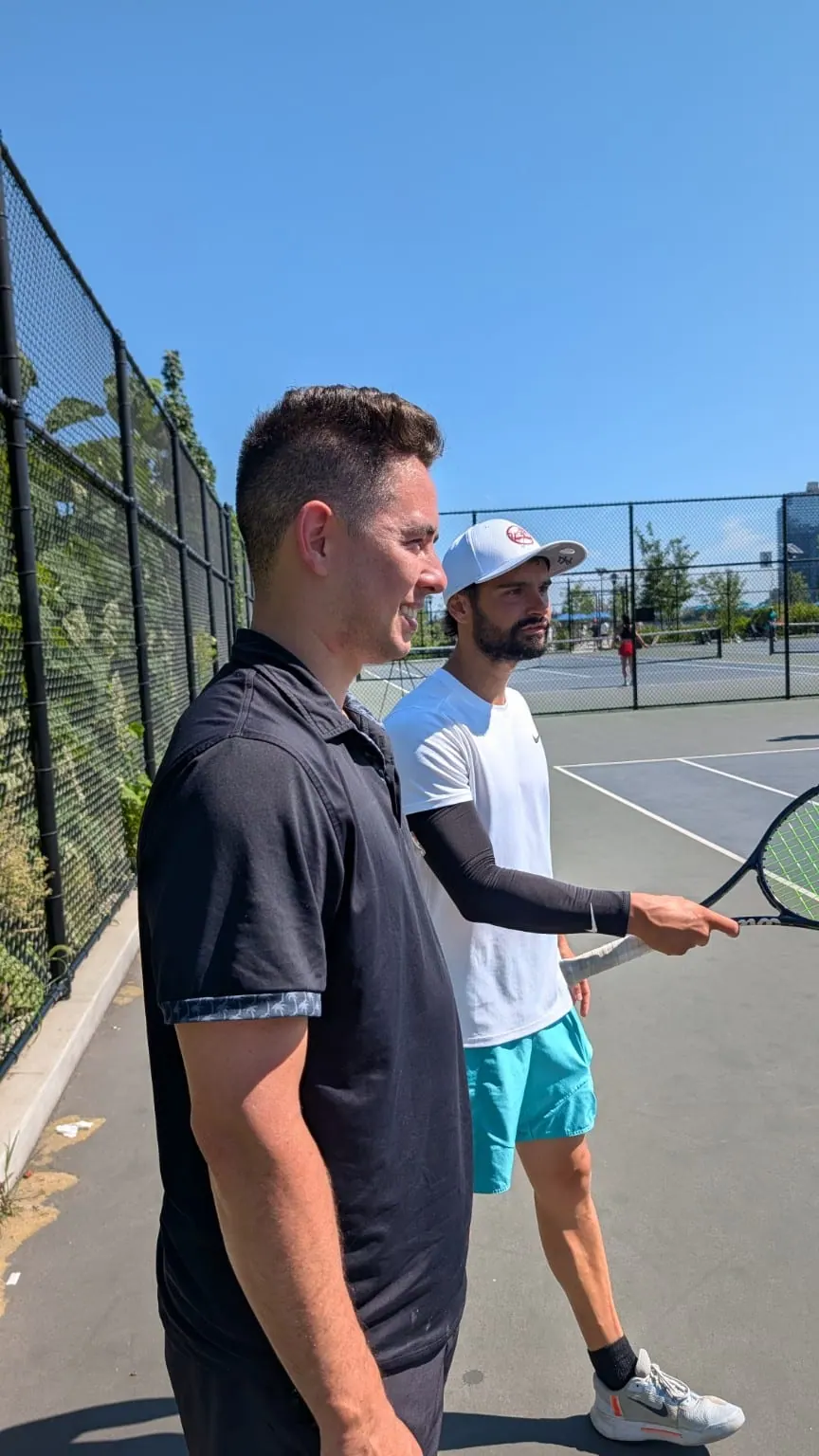 Players at the MTA x Hydracourt morning at Brian Watkins Tennis Center
